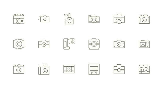 18 Shutter Icons in Minimal Line Aesthetic Minimal Icon Set for Interface Projects vector