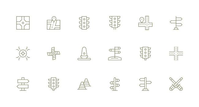 Minimal Line Icons from Intersection Set with 18 Vectors Full Icon Library for UI Designers