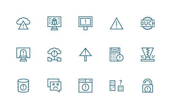 Issue Set with 15 Regular Line Icons Display Icon Pack vector