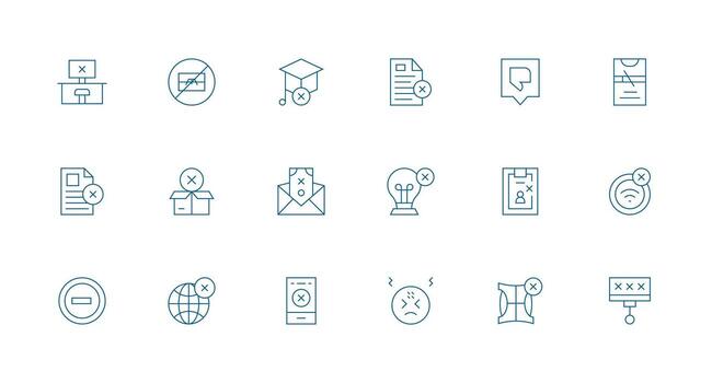 Minimal Line Icons from Denied Set with 18 Vectors UI Icon Set