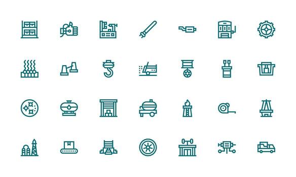 28 Icons for Industrial in Bold Line Format Sharp Icons for Presentations vector