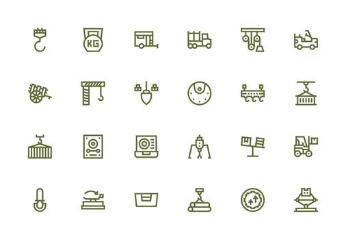 Thick Line Line Icons from Load Set with 24 Vectors Multi-Style Icon Collection