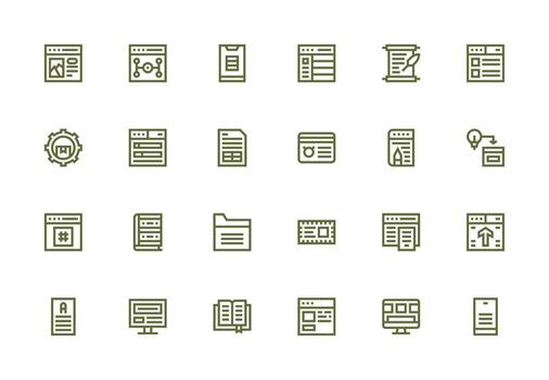 Content Management featuring 24 Icons in Thick Line Line Design Clean Icon Set Icon Pack for UI Projects vector