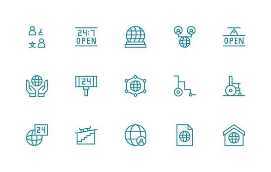 15 Regular Line Designs for Accessibility Icons Simplified Icon Pack for Visual Tools vector