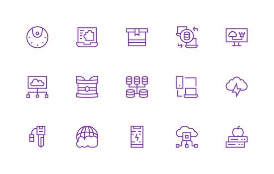 Backup featuring 15 Icons in Regular Line Design Balanced Icon Set for Functional Design vector