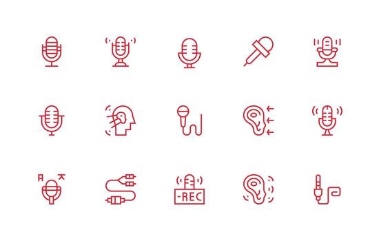 Audio Input including 15 Regular Line Illustrations Scalable Icons for All Themes vector