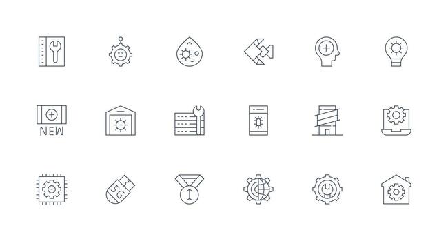 Upgrade Icon Set with 18 Minimal Line Graphics Multi-Style Icon Collection vector