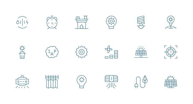 eficiente presentando 18 íconos en mínimo línea diseño interfaz íconos para diario utilizar vector