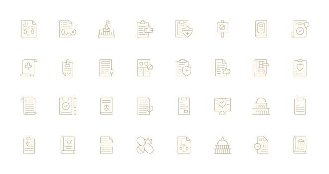 Policy featuring 32 Icons in Thin Line Design Interface Icon Collection vector