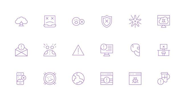 error presentando 18 íconos en mínimo línea diseño moderno icono conjunto vector