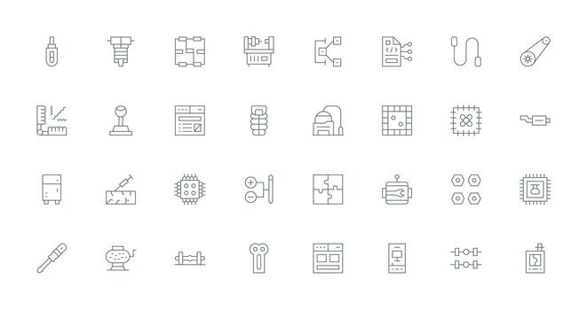 32 Thin Line Icons for Component Graphics Quick Access Icons for UI Development vector