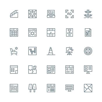 25 Medium Stroke Outline Icons for Layout Graphics Organized Icon Pack for Quick Access vector