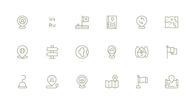 Location Marker Icon Set with 18 Minimal Line Graphics Modern Icon Set vector