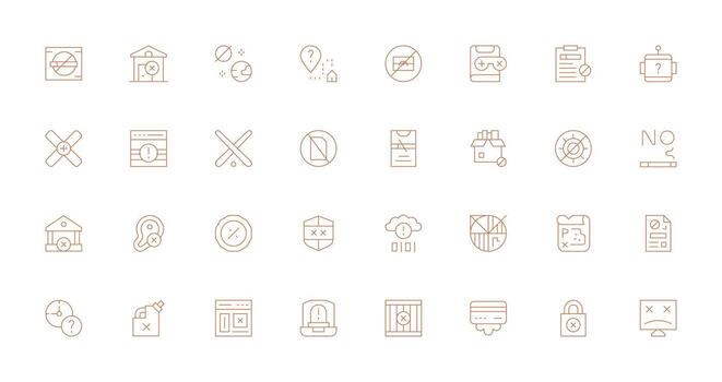 32 Unavailable Icons in Thin Line Aesthetic Neatly Designed Icons for Web Platforms vector