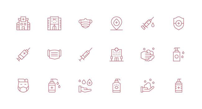 Coronavirus Icon Set with 18 Minimal Line Graphics Clean Icon Collection for Web Use vector