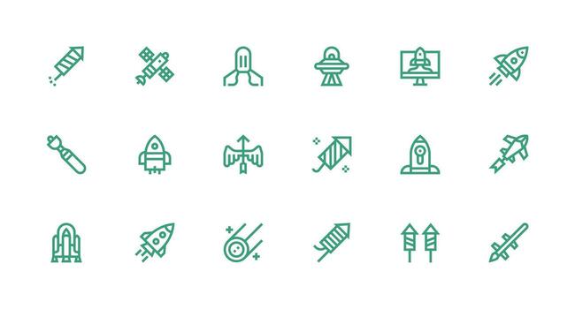 Rocket featuring 18 Icons in Strong Stroke Line Design Interface Icons for Daily Use vector