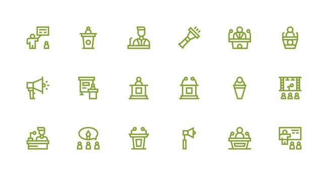 18 fuerte carrera línea íconos para público Hablando gráficos simplificado icono paquete para visual herramientas vector