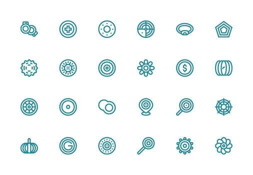 24 Thick Line Line Vectors for Concentric Theme Interface Icons for Daily Use
