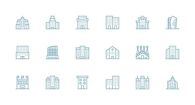 18 Minimal Line Vectors for Modern Architecture Theme Icon Set for Apps