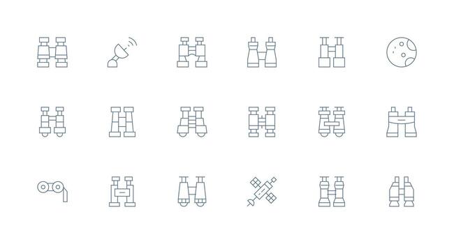 18 Minimal Line Icons for Telescope Graphics Clean Icon Collection for Web Use vector
