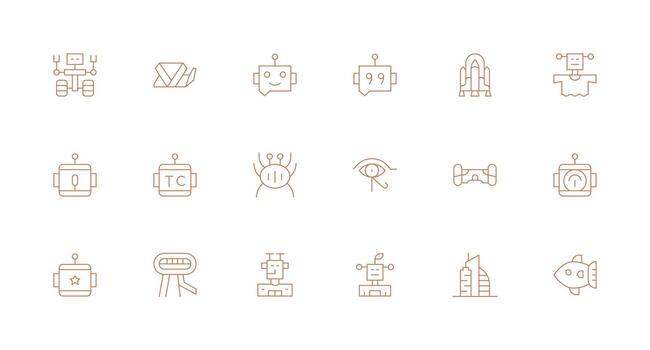 Futuristic Icon Collection with 18 Minimal Line Designs UI-Ready Icon Collection vector