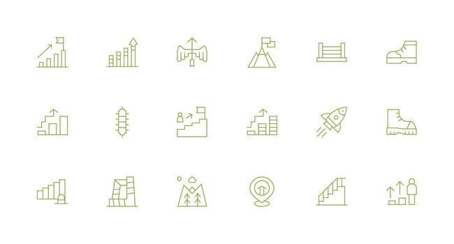 18 Climb Icons in Minimal Line Aesthetic Clear and Concise Icon Set Collection vector