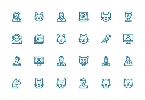 24 Thick Line Line Style Icons from Profile View Collection Balanced Icon Set for Functional Design vector