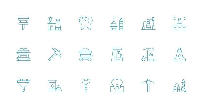 Extraction Icon Set with 18 Minimal Line Graphics Multi-Style Icon Collection vector