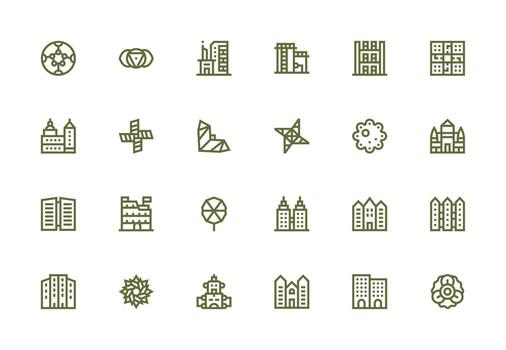 Thick Line Line Style Complex Icons with 24 Vectors Clean Icon Set Icon Pack for UI Projects