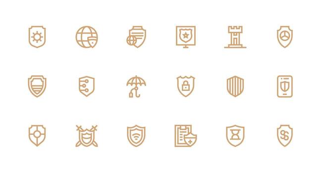 Safeguard Icon Collection with 18 Strong Stroke Line Designs Scalable Icons for Cross-Platform Interfaces vector
