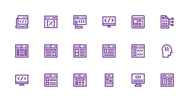 18 íconos para css en fuerte carrera línea formato detallado icono colección para diseño sistemas vector