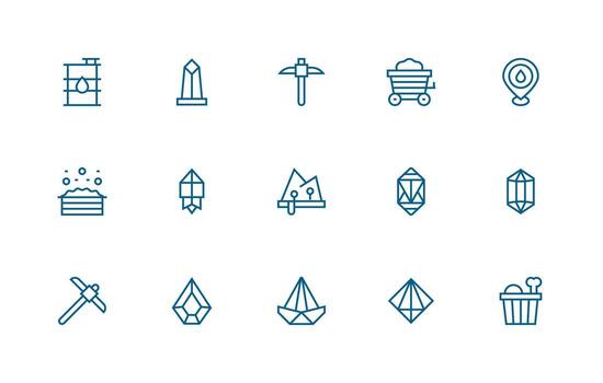 mineral icono conjunto con 15 regular línea gráficos moderno línea y glifo icono serie vector