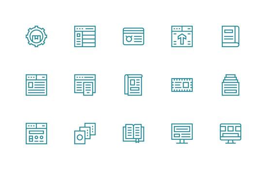 contenido administración conjunto con 15 regular línea íconos equilibrado icono conjunto para funcional diseño vector