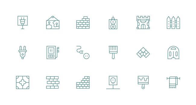 Wall Visual Pack containing 18 Minimal Line Icons UI Icon Set vector
