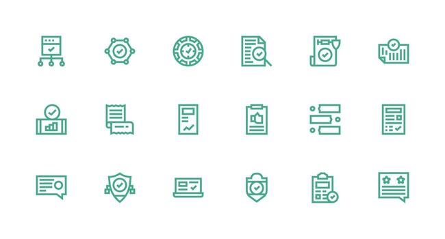 18 Strong Stroke Line Icons for Confirmation Graphics Essential Icons for Rapid UI Building vector