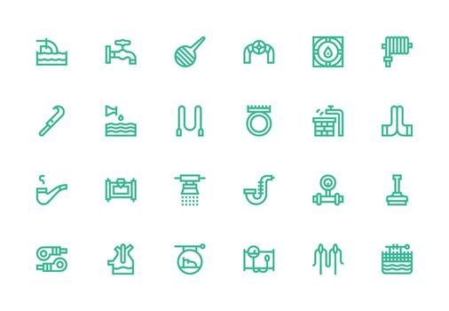 24 Thick Line Line Icons for Pipe Graphics Full Icon Library for UI Designers vector