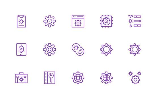 sistema ajustes diseño íconos presentando 15 en regular línea estilo alta resolución íconos para ninguna plataforma vector
