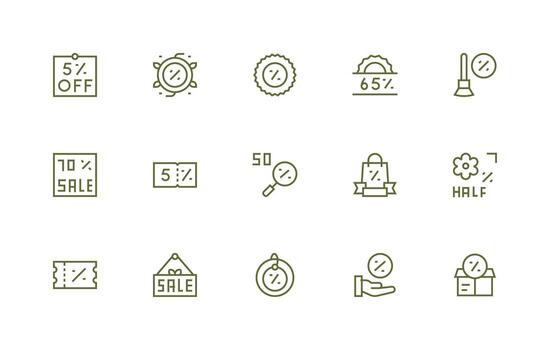 Markdown Icon Collection with 15 Regular Line Designs UI Icon Set vector