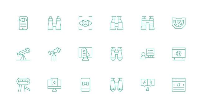Viewing Set with 18 Minimal Line Icons High-Resolution Icons for Any Platform vector