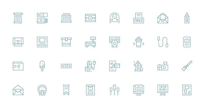 32 Icons for Electronic in Thin Line Format Essential Icon Set for Teams vector
