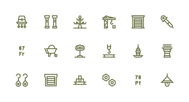 Metal featuring 18 Icons in Strong Stroke Line Design Flexible Icon System for Web Interfaces vector