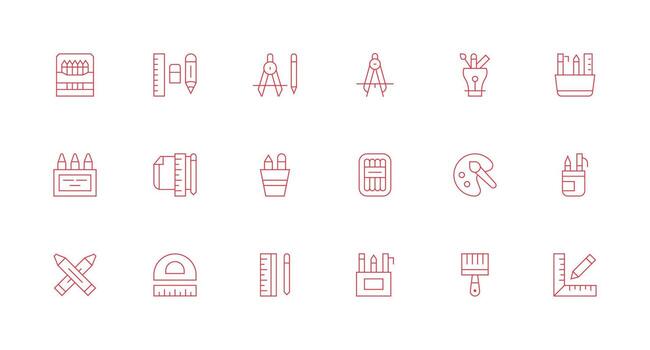 dibujo herramientas diseño íconos presentando 18 en mínimo línea estilo sencillo íconos para interfaz y wireframes vector