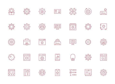 configuración presentando 35 íconos en ligero línea diseño icono conjunto vector