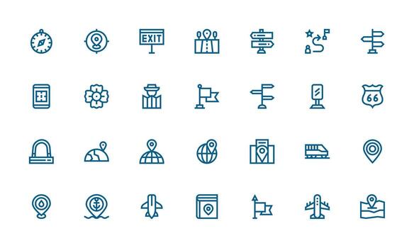 28 Icons for Route in Bold Line Format High-Resolution Icons for Any Platform vector