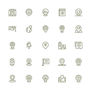 determinar con precisión ubicación conjunto con 25 medio carrera contorno íconos íconos construido para visual consistencia paquete vector