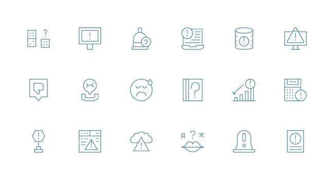 18 Icons for Issue in Minimal Line Format App Icon Pack vector
