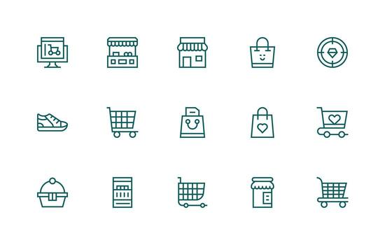 15 Regular Line Vectors for Buy Theme UI and UX Focused Icon Collection
