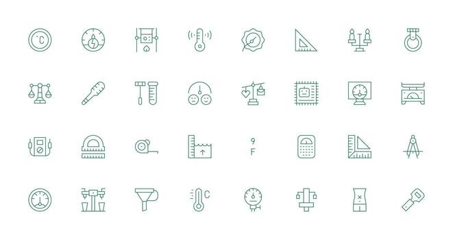 Thin Line Icons from Measurement Set with 32 Vectors Scalable Icon Pack