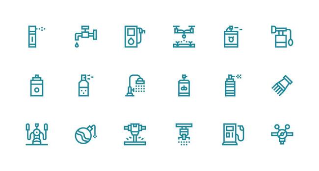 18 Icons for Nozzle in Strong Stroke Line Format Clean Icon Collection for Web Use vector