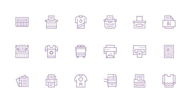 Minimal Line Icons from Print Set with 18 Vectors Layout Icon Collection